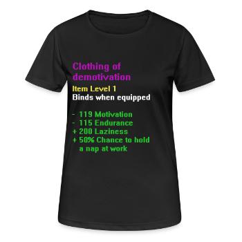 Clothing of demotivation - Frauen T-Shirt atmungsaktiv - Schwarz - Vorne - AI Model Female 172 light (172cm)