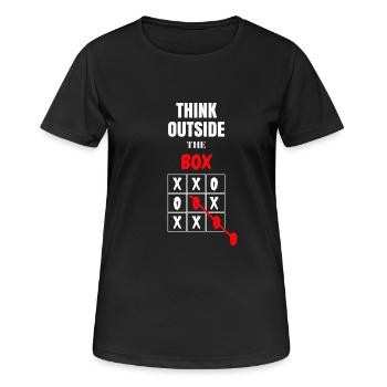 THINK OUTSIDE - Frauen T-Shirt atmungsaktiv - Schwarz - Vorne - AI Model Female 172 light (172cm)