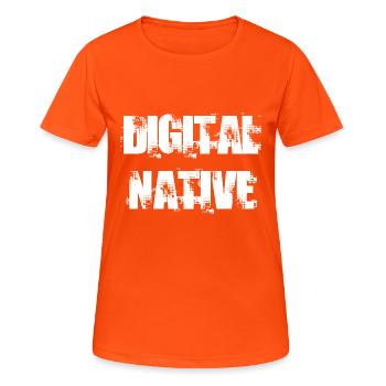 DIGITAL NATIVE - Frauen T-Shirt atmungsaktiv - Neonorange - Vorne - AI Model Female 172 dark (172cm)