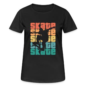 Skate Retro - Skater - Skateboard - Skateboarder - T-shirt respirant Femme - noir - Devant - AI Model Female 172 light (172cm)