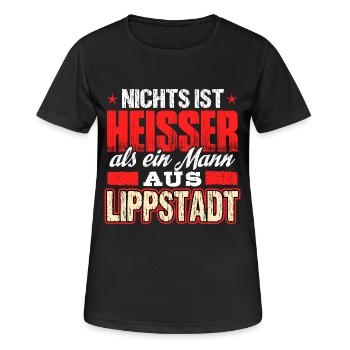 LIPPSTADT - heiss - Frauen T-Shirt atmungsaktiv - Schwarz - Vorne - AI Model Female 172 light (172cm)