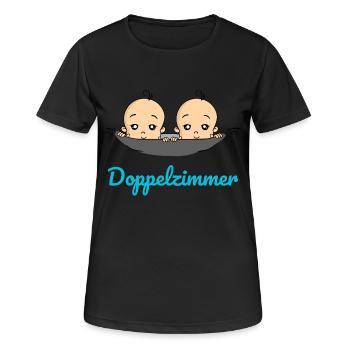 Doppelzimmer Baby Zwillinge Schwangerschaft - Frauen T-Shirt atmungsaktiv - Schwarz - Vorne - AI Model Female 172 light (172cm)