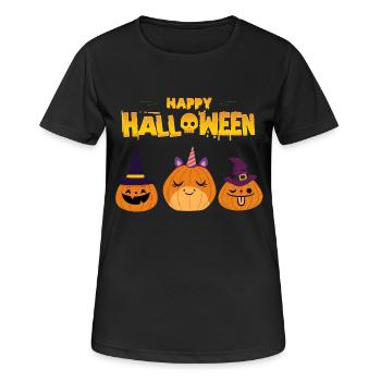 Happy halloween costume funny pumpkin gift - Women's Breathable T-Shirt - black - Front - AI Model Female 172 light (172cm)