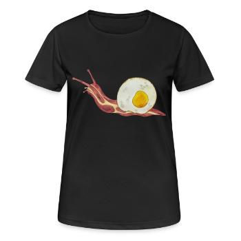 Bacon Roll Bacon et oeuf Oeuf au plat - T-shirt respirant Femme - noir - Devant - AI Model Female 172 light (172cm)
