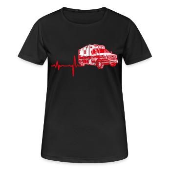 Shirt Geschenk Heartbeat Krankenwagen - Frauen T-Shirt atmungsaktiv - Schwarz - Vorne - AI Model Female 172 light (172cm)
