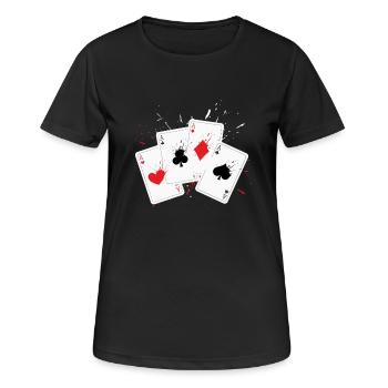 Poker Cards Poker Gambling Card Game Gambling - Women's Breathable T-Shirt - black - Front - AI Model Female 172 light (172cm)