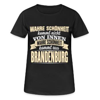 BRANDENBURG - Schönheit - Frauen T-Shirt atmungsaktiv - Schwarz - Vorne - AI Model Female 172 light (172cm)