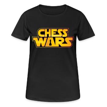 Chess Wars - Läufer Bishop - Schach Spiel Figur - Frauen T-Shirt atmungsaktiv - Schwarz - Vorne - AI Model Female 172 light (172cm)