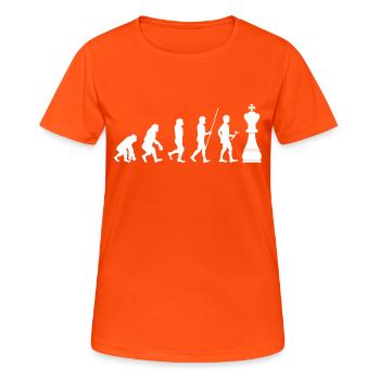 Evolution Geschenk Schach shirt Schachfiguren - Frauen T-Shirt atmungsaktiv - Neonorange - Vorne - AI Model Female 172 dark (172cm)