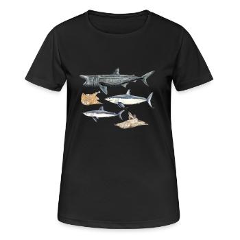 Requins - Requins - Requins - T-shirt respirant Femme - noir - Devant - AI Model Female 172 light (172cm)