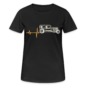Cadeau cru Heartbeat - T-shirt respirant Femme - noir - Devant - AI Model Female 172 light (172cm)
