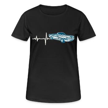 Geschenk Heartbeat Sportwagen Oldtimer - Frauen T-Shirt atmungsaktiv - Schwarz - Vorne - AI Model Female 172 light (172cm)