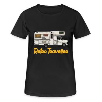 Retro Reisender - Frauen T-Shirt atmungsaktiv - Schwarz - Vorne - AI Model Female 172 light (172cm)