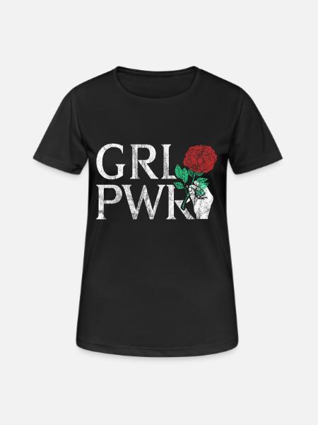 GRL PWR Girl Power Gift esposa novia compañera - Dame T-shirt svedtransporterende - sort