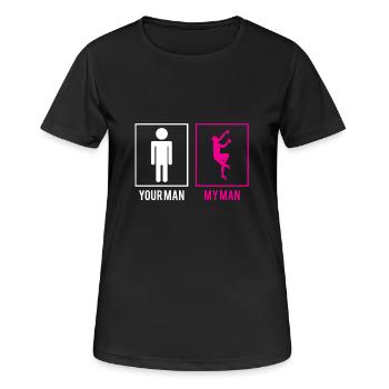 Votre mari - Mon mari grimpeurs cadeau de petite amie - T-shirt respirant Femme - noir - Devant - AI Model Female 172 light (172cm)