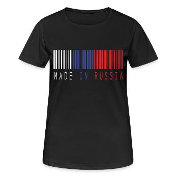 MADE IN RUSSIA BARCODE - Frauen T-Shirt atmungsaktiv - Schwarz - Vorne - AI Model Female 172 light (172cm)