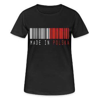 MADE IN POLSKA BARCODE - Frauen T-Shirt atmungsaktiv - Schwarz - Vorne - AI Model Female 172 light (172cm)