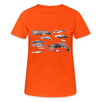 Pottwale und Schnabelwal - Pottwale & Schnabelwal - Frauen T-Shirt atmungsaktiv - Neonorange - Vorne - AI Model Female 172 dark (172cm)