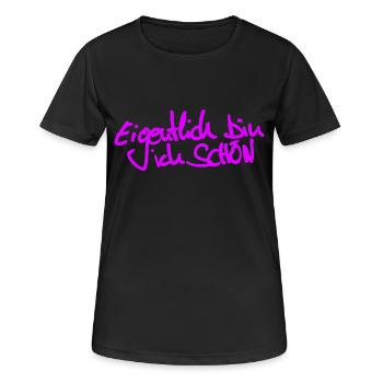Ich bin Schön - Frauen T-Shirt atmungsaktiv - Schwarz - Vorne - AI Model Female 172 light (172cm)