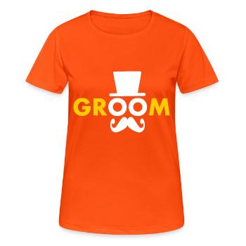 Groom - Frauen T-Shirt atmungsaktiv - Neonorange - Vorne - AI Model Female 172 dark (172cm)