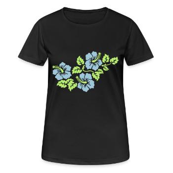 Les fleurs d'hibiscus 2 3farbig - T-shirt respirant Femme - noir - Devant - AI Model Female 172 light (172cm)
