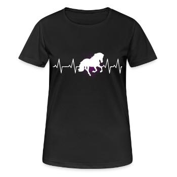 Pferde Tshirt Damen Geschenk Pferdemotiv Heartbeat - Frauen T-Shirt atmungsaktiv - Schwarz - Vorne - AI Model Female 172 light (172cm)