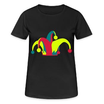 Gauklermütze, Gaukler, Karneval - Frauen T-Shirt atmungsaktiv - Schwarz - Vorne - AI Model Female 172 light (172cm)