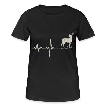 Geschenk Heartbeat Hirsch - Frauen T-Shirt atmungsaktiv - Schwarz - Vorne - AI Model Female 172 light (172cm)