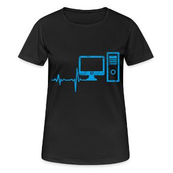 Geschenk Heartbeat Computer PC - Frauen T-Shirt atmungsaktiv - Schwarz - Vorne - AI Model Female 172 light (172cm)
