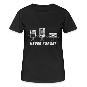 Never forget Kassette Kassetterekorder Disketten - Frauen T-Shirt atmungsaktiv - Schwarz - Vorne - AI Model Female 172 light (172cm)