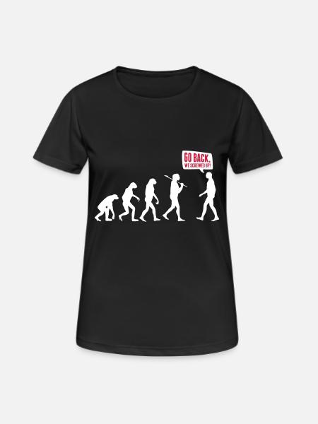 Go back we screwed up - Evolution Lustig Humor - Women's Breathable T-Shirt - black
