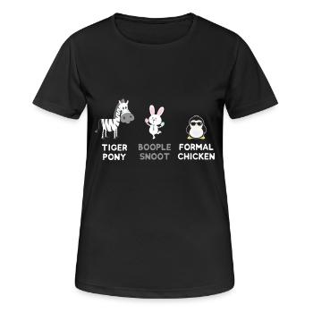 Zebra - Hase - Pinguin oder doch Tiger Pony.... - Frauen T-Shirt atmungsaktiv - Schwarz - Vorne - AI Model Female 172 light (172cm)