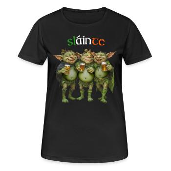 ERSCHLAGEN, DREI KOBOLDE, DIE DEN CRAIC - Frauen T-Shirt atmungsaktiv - Schwarz - Vorne - AI Model Female 172 light (172cm)