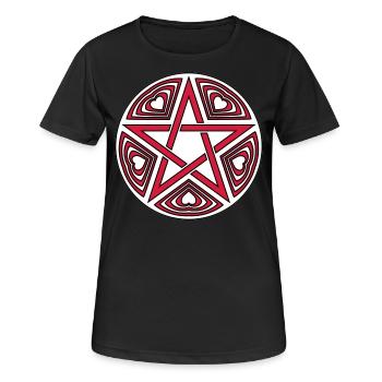 Pentagram heart pattern vector good color selectable - Women's Breathable T-Shirt - black - Front - AI Model Female 172 light (172cm)