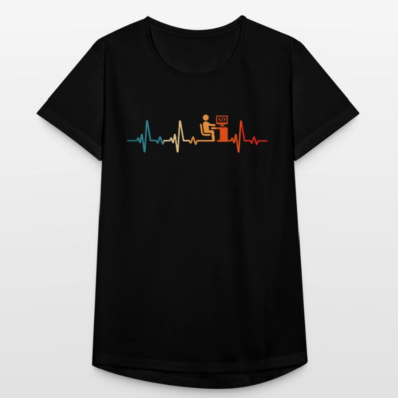 Programmierer Retro Herzschlag Informatiker code Frauen T-Shirt atmungsaktiv