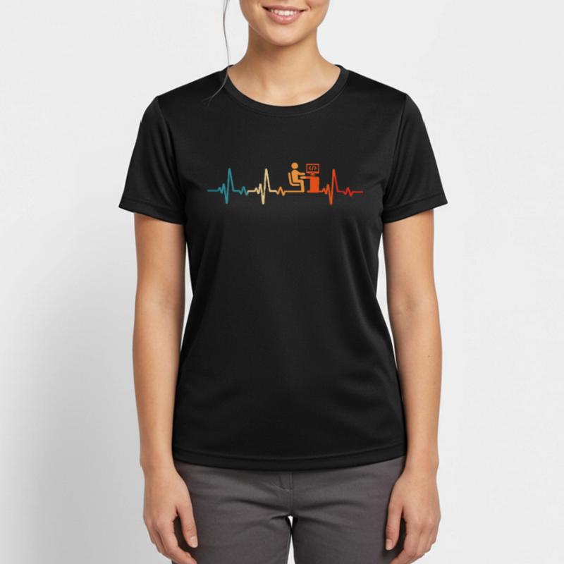 Programmierer Retro Herzschlag Informatiker code Frauen T-Shirt atmungsaktiv