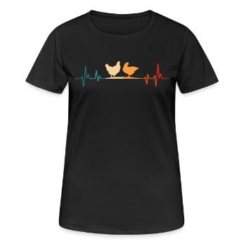 poulets heartbeat poulet t-shirt poulet - T-shirt respirant Femme - noir - Devant - AI Model Female 172 light (172cm)