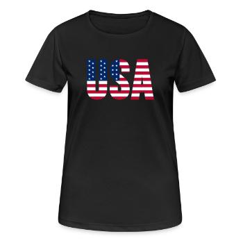 États-Unis Amérique Américain - T-shirt respirant Femme - noir - Devant - AI Model Female 172 light (172cm)