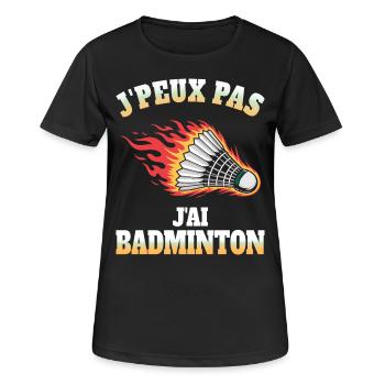 Humour J'ai Badminton Sport Badminton - T-shirt respirant Femme - noir - Devant - AI Model Female 172 light (172cm)