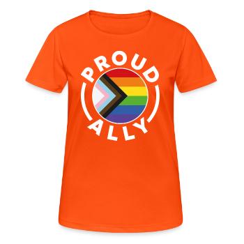 Stolzer Verbündeter - Frauen T-Shirt atmungsaktiv - Neonorange - Vorne - AI Model Female 172 dark (172cm)