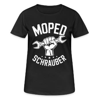 Moped Mechaniker Oldtimer Moped Schrauber - Frauen T-Shirt atmungsaktiv - Schwarz - Vorne - AI Model Female 172 light (172cm)