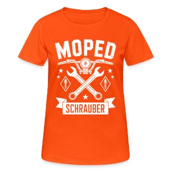Moped Schrauber Mechaniker - Frauen T-Shirt atmungsaktiv - Neonorange - Vorne - AI Model Female 172 dark (172cm)