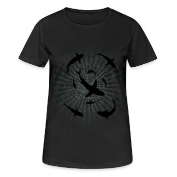 Haie - Sharks - Frauen T-Shirt atmungsaktiv - Schwarz - Vorne - AI Model Female 172 light (172cm)