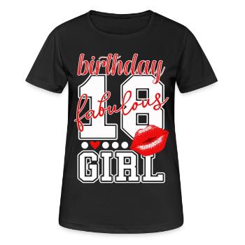18 Jahre 18. Geburtstag roter Kuss Mädchen girl - Frauen T-Shirt atmungsaktiv - Schwarz - Vorne - AI Model Female 172 light (172cm)