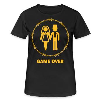 Game over / fil de fer barbelé (mariage jeunes mariés JGA) - T-shirt respirant Femme - noir - Devant - AI Model Female 172 light (172cm)