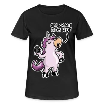 Sprich mit dem Huf - Frauen T-Shirt atmungsaktiv - Schwarz - Vorne - AI Model Female 172 light (172cm)