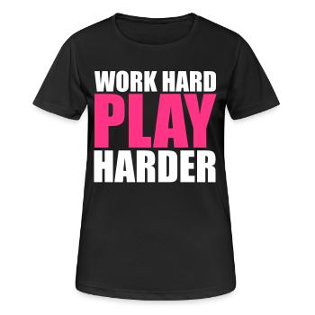 Work Hard - Frauen T-Shirt atmungsaktiv - Schwarz - Vorne - AI Model Female 172 light (172cm)