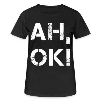 AH OK - Frauen T-Shirt atmungsaktiv - Schwarz - Vorne - AI Model Female 172 light (172cm)