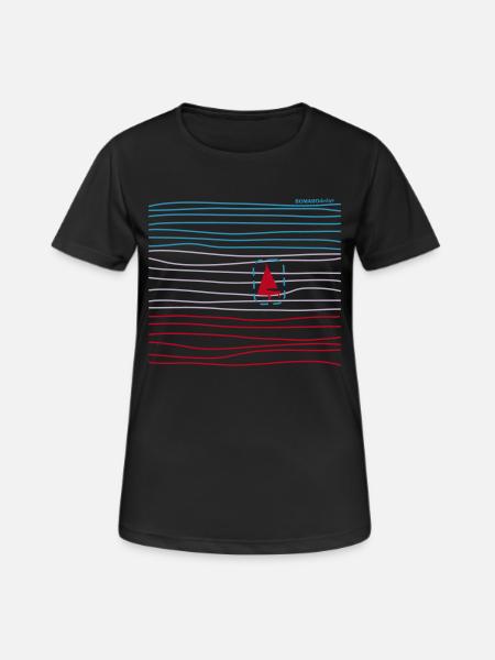 Boot in Wellen - Frauen T-Shirt atmungsaktiv - Schwarz