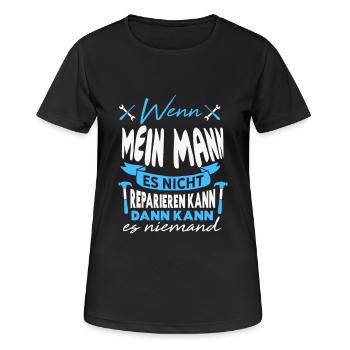 Wenn MEIN MANN es nicht reparieren kann Lustiger - Frauen T-Shirt atmungsaktiv - Schwarz - Vorne - AI Model Female 172 light (172cm)